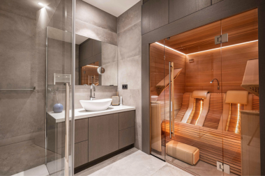 how to make a spa like bathroom with smart design choices personal sauna with glass door custom built michigan