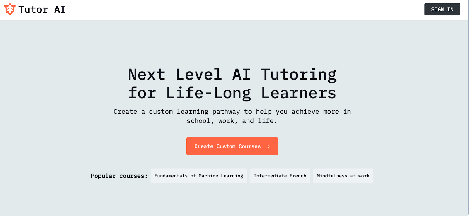 tutor ai homepage