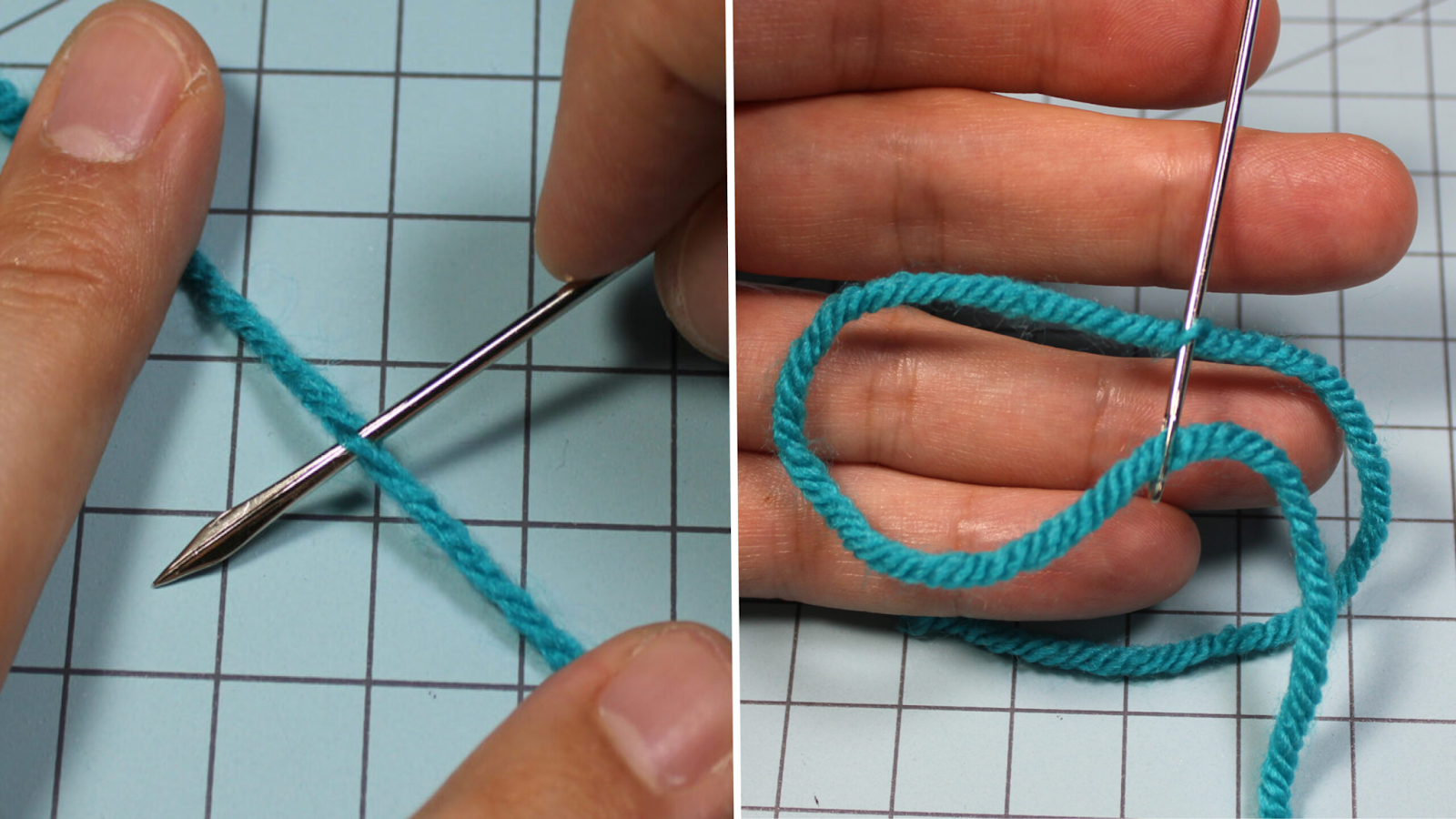 How to thread the needle for beginner needlepoint with wool or cotton thread.