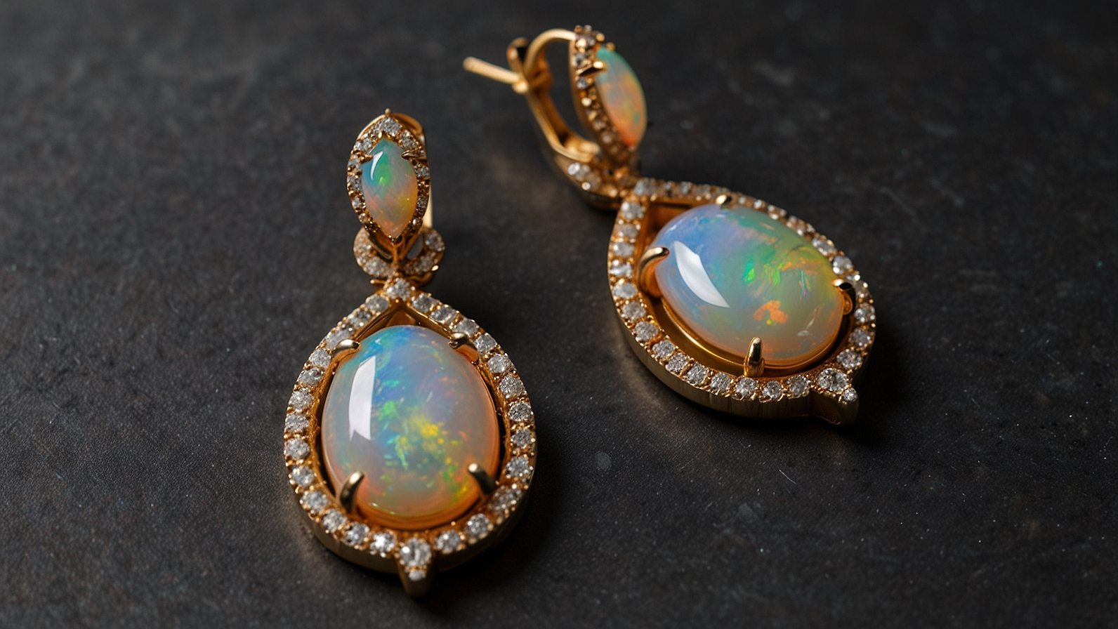 jewelry designers anthony nak opal and diamond drop earrings