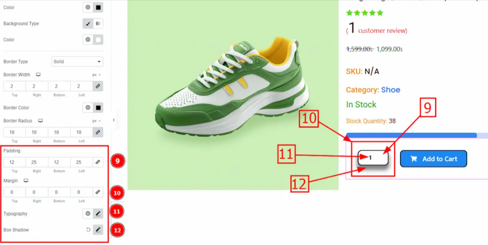 adjust border of add to cart button