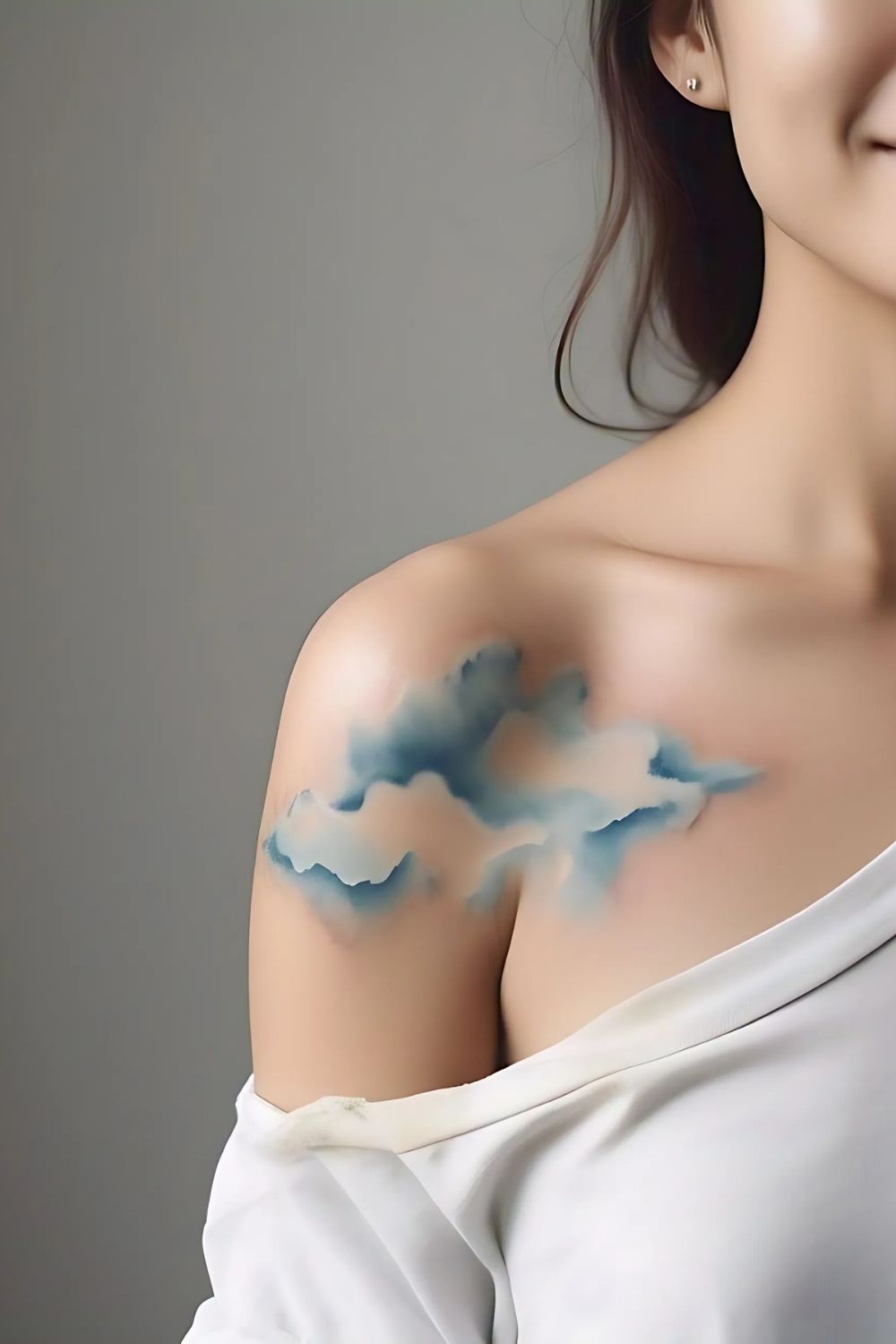 Watercolor Cloud Tattoo Shoulder