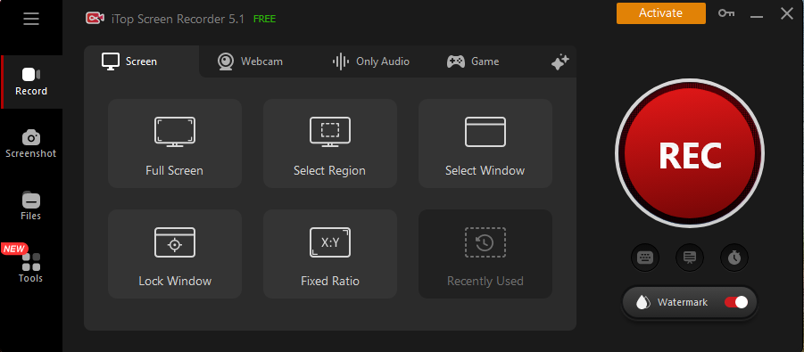 Record screen of iTop Screen Recorder