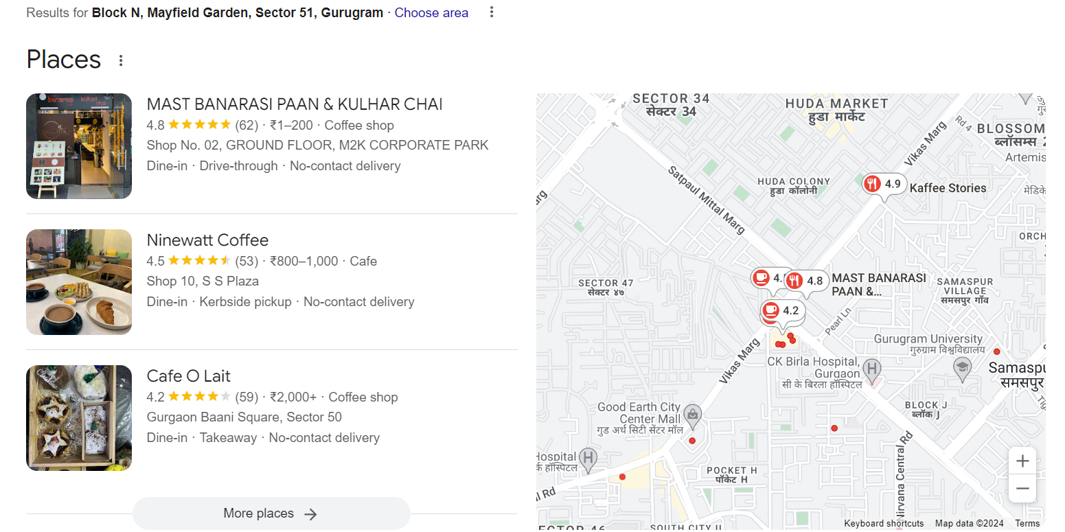 how a business appears in local search results