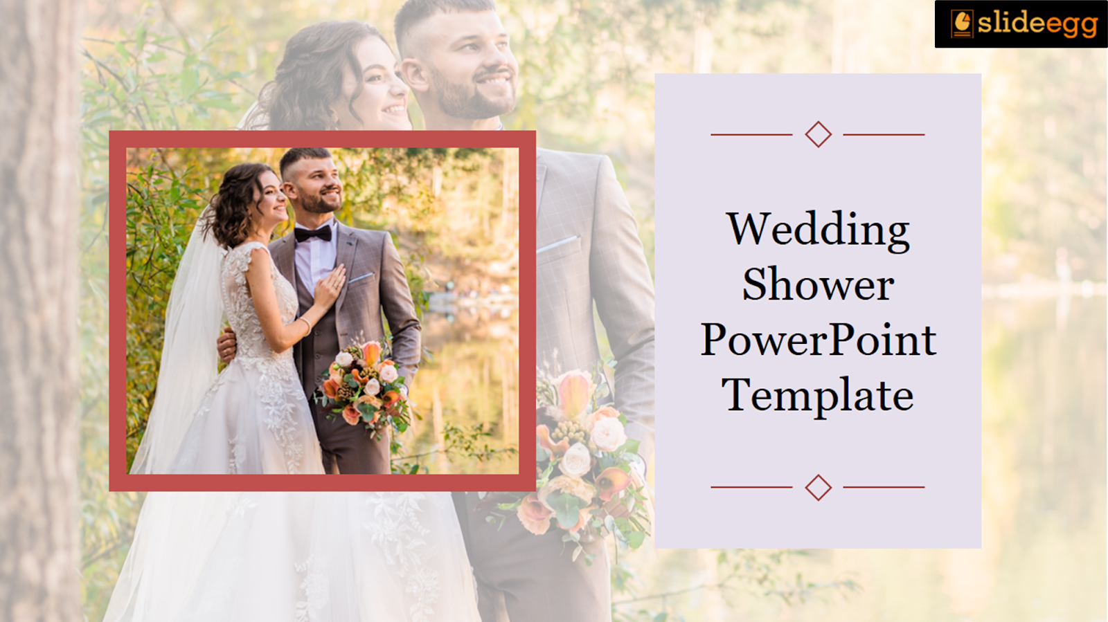 Wedding shower theme with couple’s photo and elegant design PowerPoint template