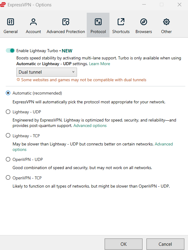 express vpn privacy options screenshot