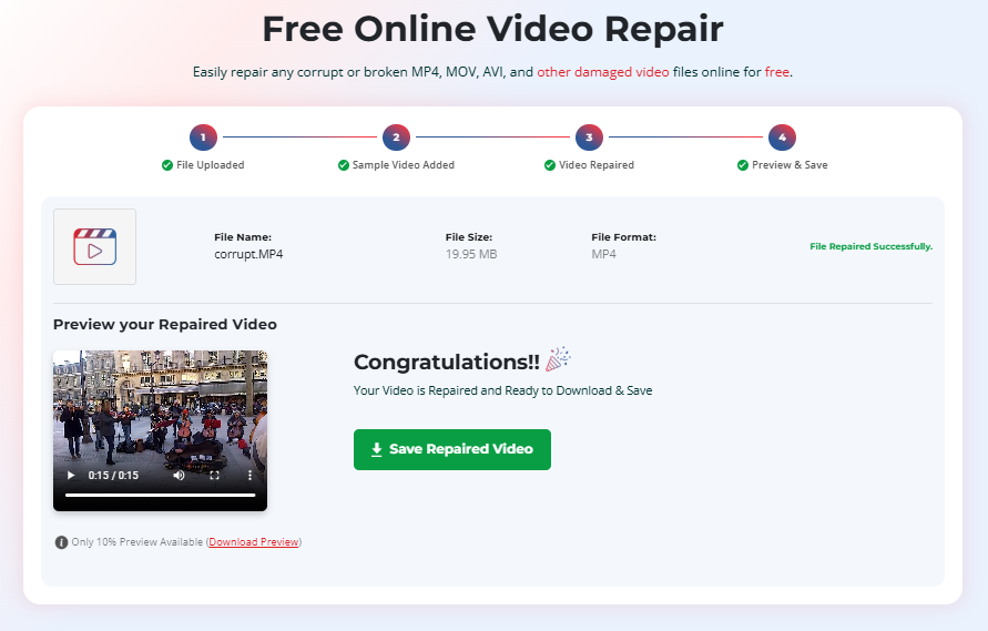 Online Video Repair tool step 3