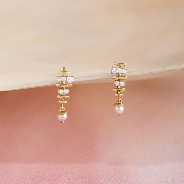 Woven Elegance Gold & Pearl Drop earrings,,hi-res image number null