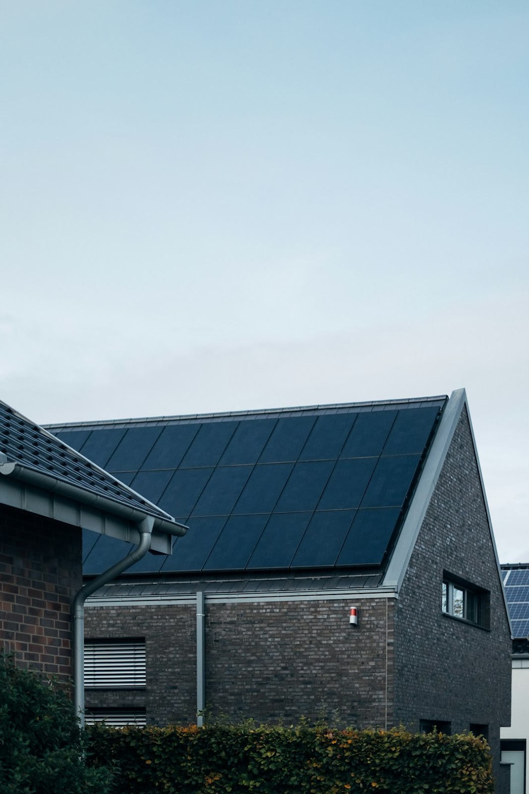 Solar panels on a house roof