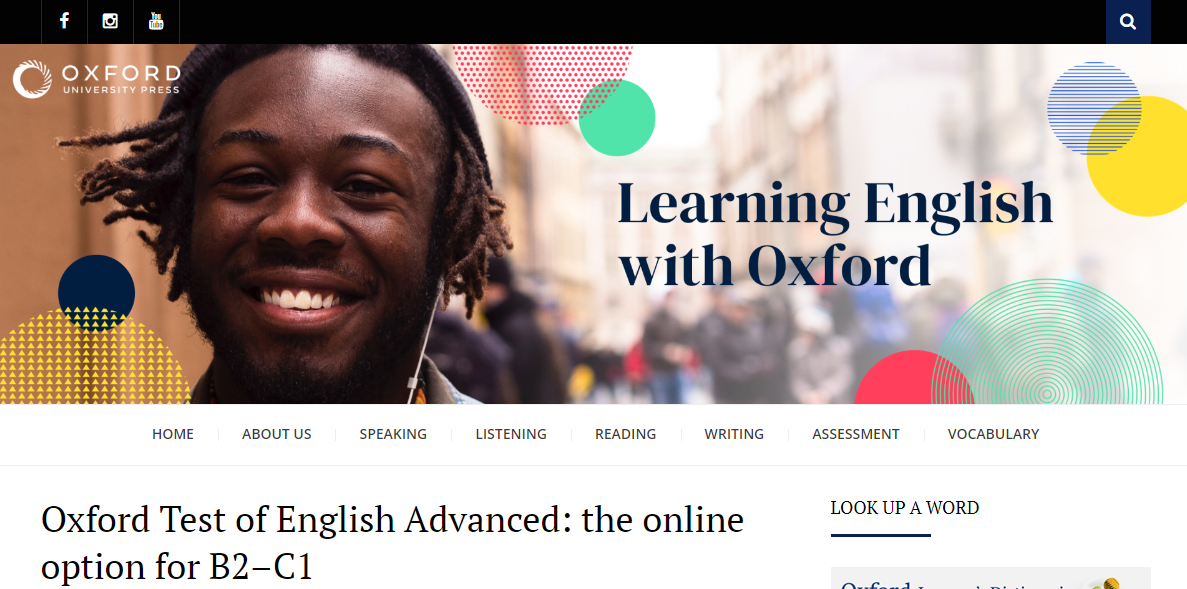 Learning English With Oxford homepage