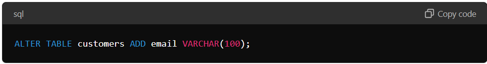 ALTER TABLE command in SQL.