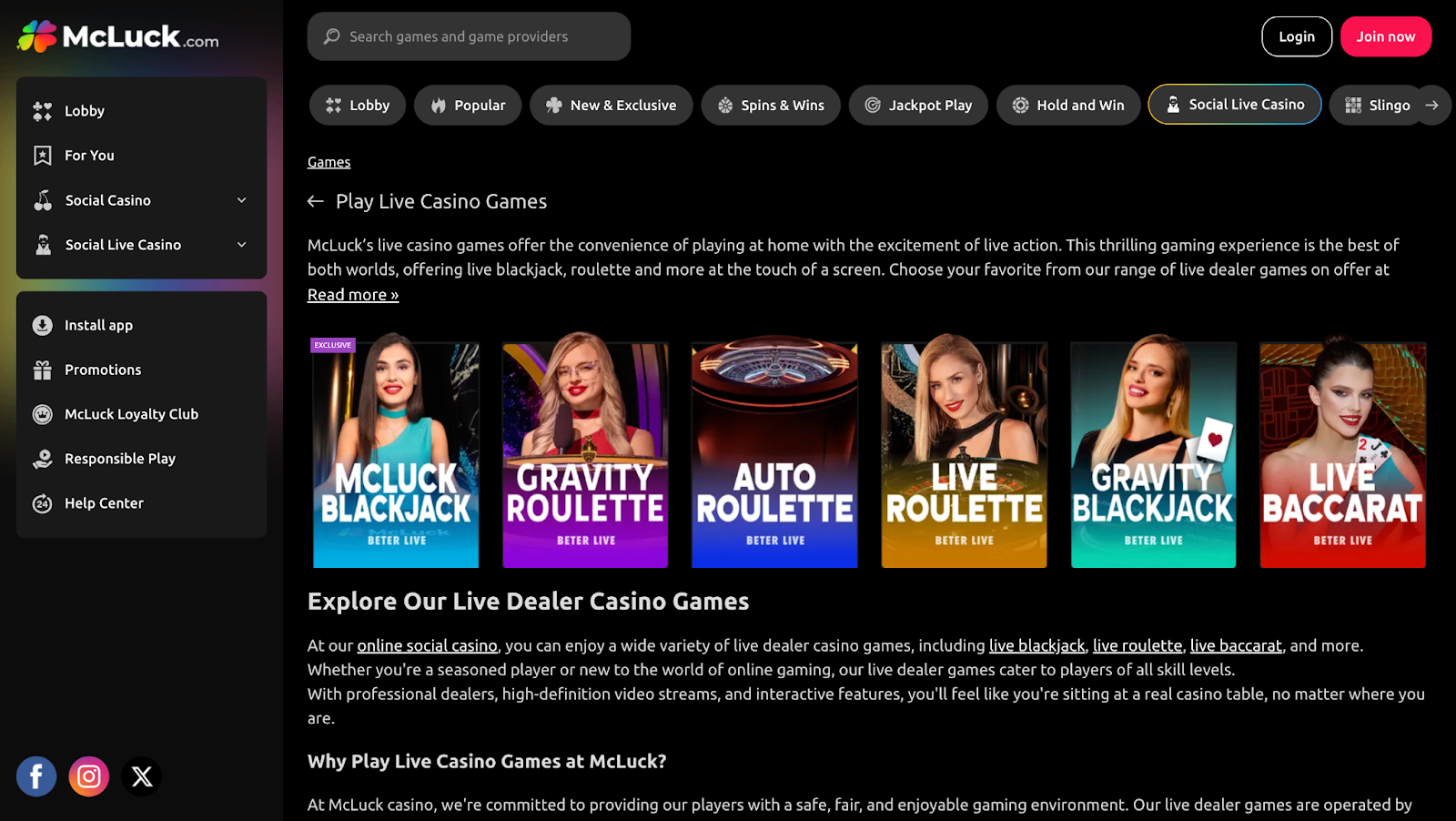 Social Live Casinos