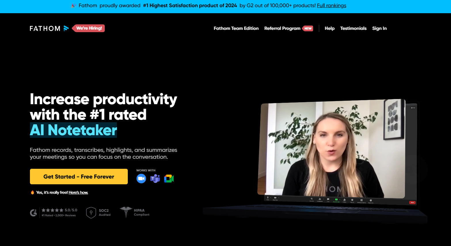 Fathom: Increase productivity with the #1 rated AI Notetaker