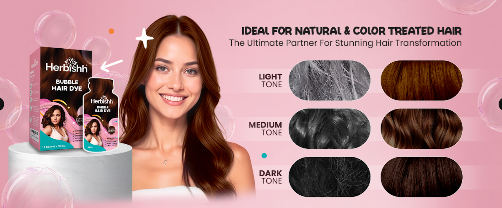 Chestnut Brown Hair Dye| Herbishh 3-in-1 Color Shampoo