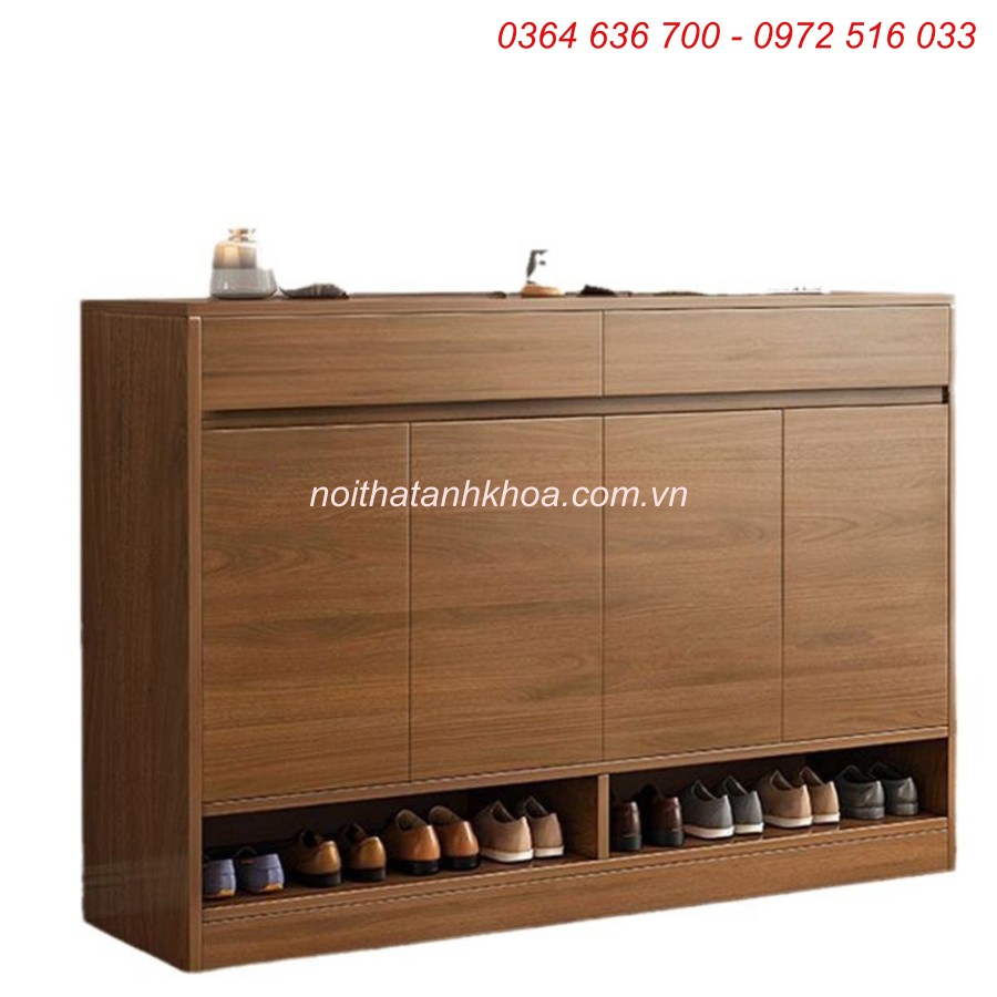 Mẫu Tủ Giày Gỗ Công Nghiệp Màu Nâu Nhiều Kích Thước