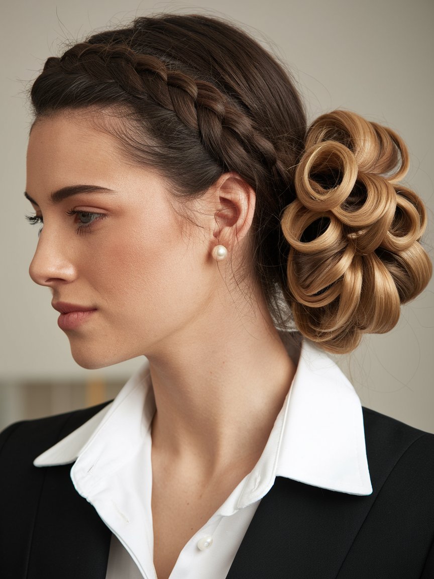 33. Elegant Braid and Curl Updo