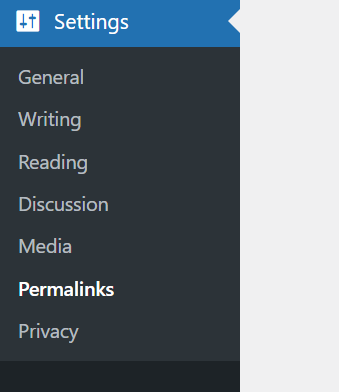 a screenshot of settings section on WordPress dashboard