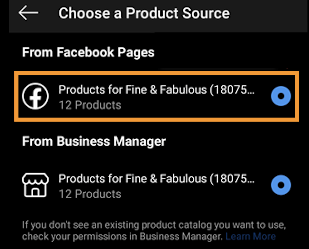 Select a product catalogue