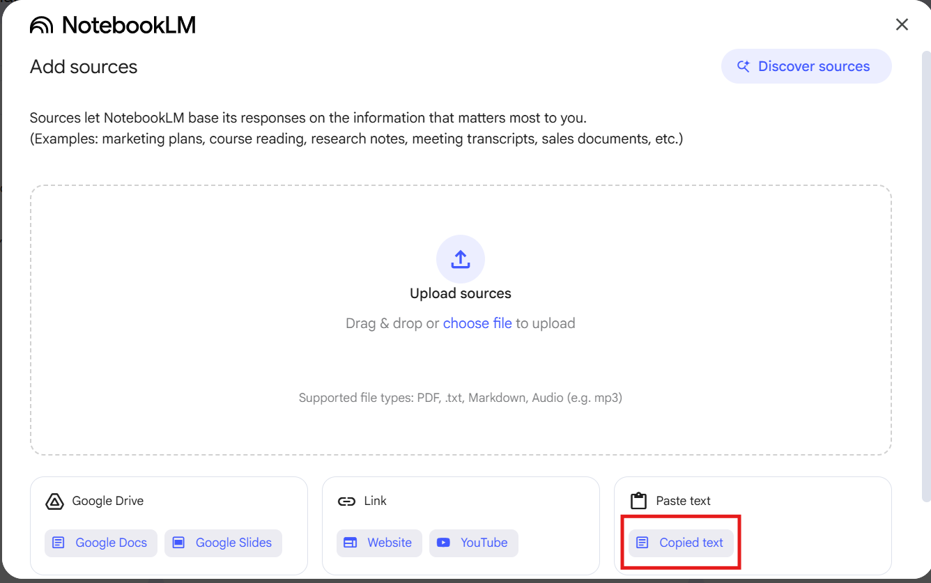 Notebooklm for Youtube transcript