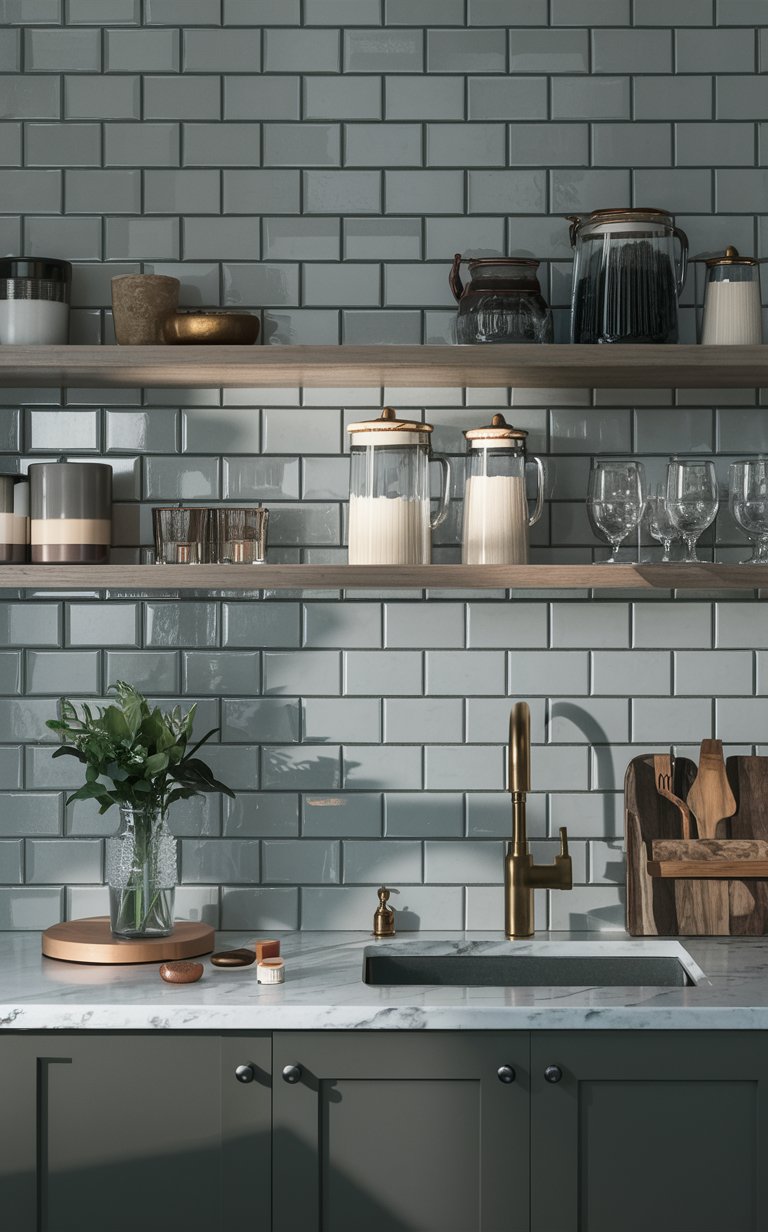 Classic subway tiles are a timeless choice, but arranging them in a herringbone or vertical pattern gives them a fresh, modern twist. This design adds texture without overwhelming the space, making it perfect for small kitchens.