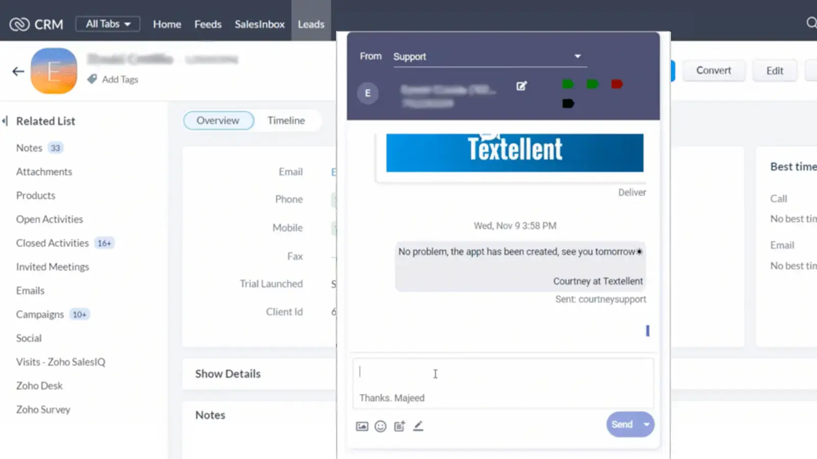 Textellent dashboard