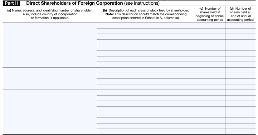 Direct Shareholders of Foreign Corporation