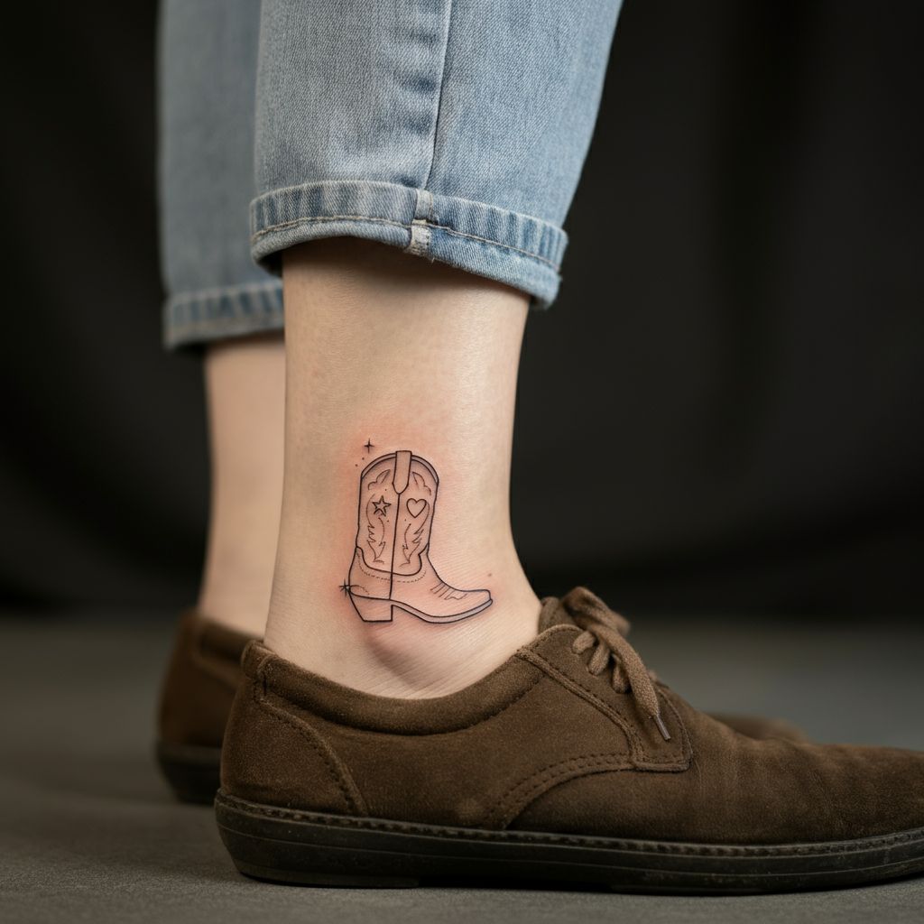 Minimalist Cowboy Boot Tattoo