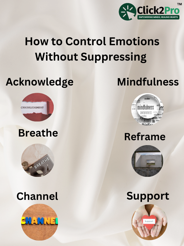 How to Control Emotions Without Suppressing: 6 Steps - Acknowledge, Breathe, Reframe, and More