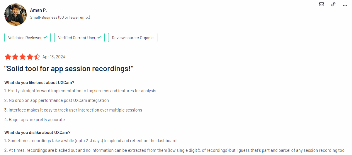 UXCam reviews