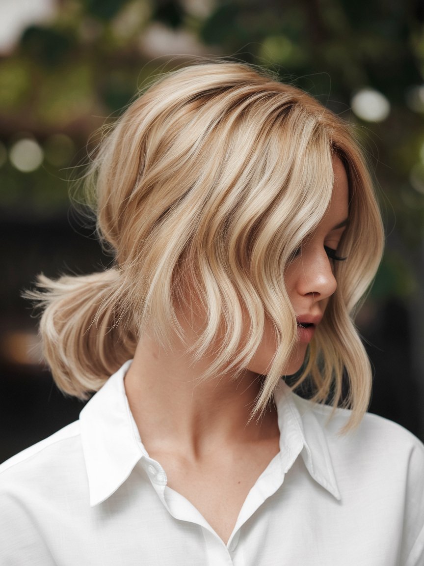 10. Blunt Wavy Blonde Bob