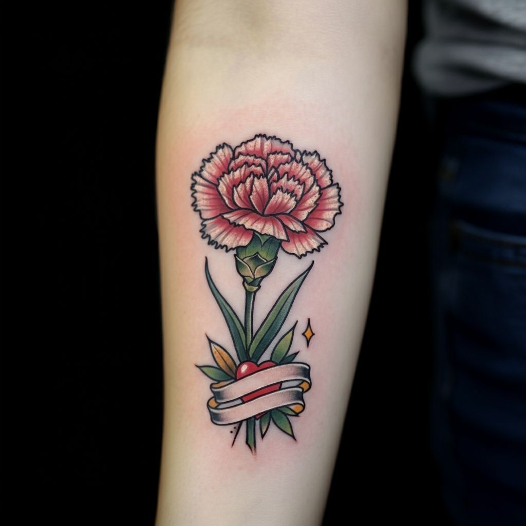 Neo-Traditional Carnation Tattoo