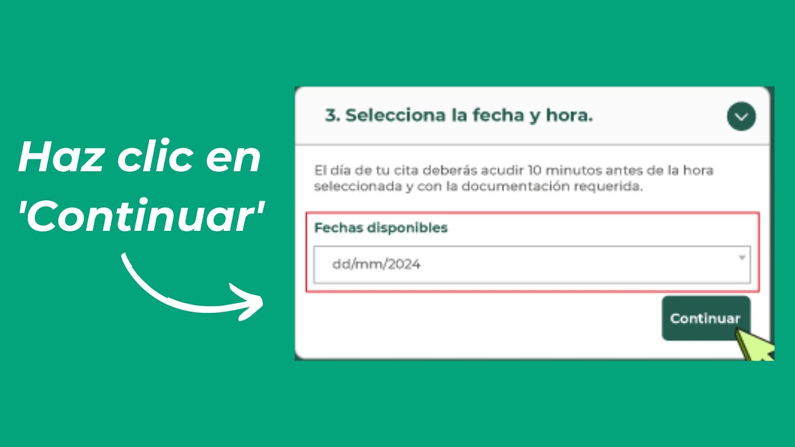 haz clic en continuar