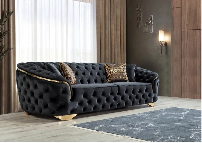  Armani Luxurious Indoor Velvet Chesterfield Lounge Sofa 