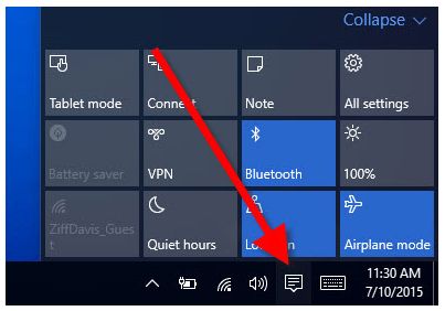 Click the Action Center icon 