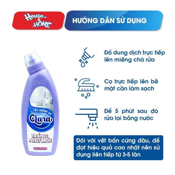 Hướng dẫn sử dụng sản phẩm Tẩy trắng sứ Clara