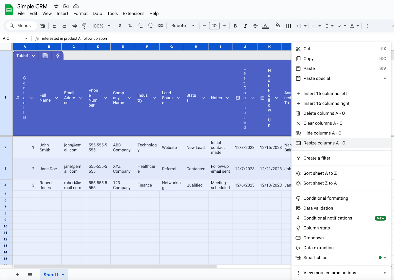 Build a CRM with Gemini in Google Workspace