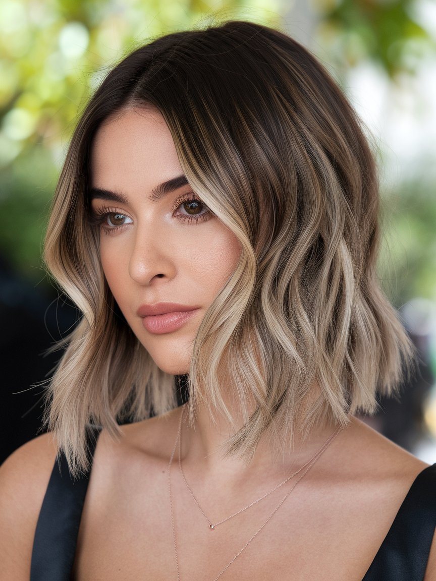 58. Sleek Bob with Smooth Ends and Balayage