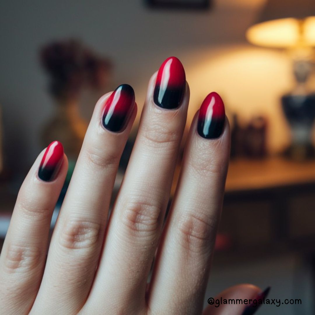 Bold Fall Nail Art Designs Having Vampy Red and Black Nails
