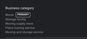 Google Business Profile Business Category