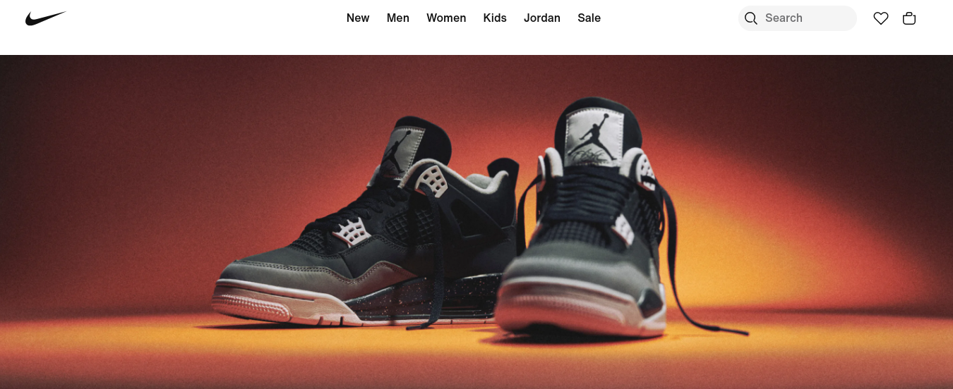 Nike landing page