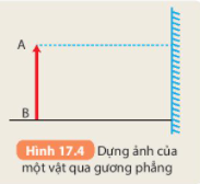 BÀI 17. ẢNH CỦA VẬT QUA GƯƠNG PHẲNG MỞ ĐẦUCâu hỏi: Tại sao chữ AMBULANCE trên đầu xe cứu thương lại được viết ngược từ phải sang trái?Đáp án chuẩn:Vì để người đi đường khi nhìn vào gương chiếu hậu của mình sẽ đọc được chữ “AMBULANCE” theo chiều xuôi để nhận ra xe cứu thương.I. ẢNH CỦA VẬT QUA GƯƠNG PHẲNGCâu hỏi: Hãy nêu thêm ví dụ về ảnh của vật qua gương phẳng hoặc các mặt phản xạ khácĐáp án chuẩn:Hình ảnh phản chiếu của cái cây qua mặt nướcII. TÍNH CHẤT ẢNH CỦA VẬT QUA GƯƠNG PHẲNG1. Dự đoán về tính chất của ảnh qua gương phẳngCâu 1: Có thể thu được ảnh qua gương phẳng trên màn chắn không?Đáp án chuẩn:Không thu được.Câu 2: Khoảng cách từ ảnh tới gương phẳng có khoảng cách từ vật tới gương phẳng không?Đáp án chuẩn:Bằng khoảng cách từ vật tới gương phẳng.Câu 3: Độ lớn của ảnh có bằng độ lớn của vật không?Đáp án chuẩn:Độ lớn của ảnh bằng độ lớn của vật.2. Thí nghiệm kiểm tra dự đoánCâu 1: Hãy nghĩ cách làm thí nghiệm để kiểm tra xem ảnh của vật qua gương phẳng có thu được trên màn chắn không.Đáp án chuẩn:Thí nghiệm: Sử dụng 1 cây nến, một tấm kính phẳng trong, 1 màn chắn. Đặt cây nến trước tầm kính. Đưa màn chắn đến mọi vị trí đều không hứng được ảnh.Câu 2: Hãy tiến hành thí nghiệm theo các bước sau để kiểm tra dự đoán về khoảng cách từ ảnh, vật tới tầm kính và độ lớn của ảnh so với vật (hình 17.2):Đặt cây nến 1 trước tấm kính (không đặt sát vào kính) và thắp sángDi chuyển cây nến 2 ra phía sau tầm kính đến đúng vị trí ảnh của cây nên 1 (sao cho ảnh ngọn lửa của cây nên 1 nằm ở ngọn của cây nến 2)So sánh độ lớn ảnh của cây nến 1 với cây nến 2; đo khoảng cách từ hai cây nến đến tấm kính để từ đó rút ra kết luận.Đáp án chuẩn:Độ lớn ảnh của cây nến 1 = cây nến 2. Khoảng cách từ hai cây nến đến tấm kính bằng nhau.Câu 1: Bạn A đứng cách bức tường 4 m, trên tường treo thẳng đứng một tấm gương phẳng rộng và nhìn thấy ảnh của mình trong gương. Bạn A phải di chuyển về phía nào, một khoảng bao nhiêu để cách ảnh của mình 2 m?Đáp án chuẩn:Bạn A di chuyển tiến gần đến tấm gương và cách gương 1m Câu 2: Ảnh của chữ  TÌM