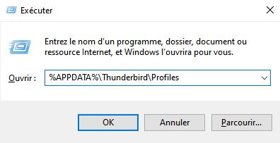 Afficher appdata thunderbird profiles