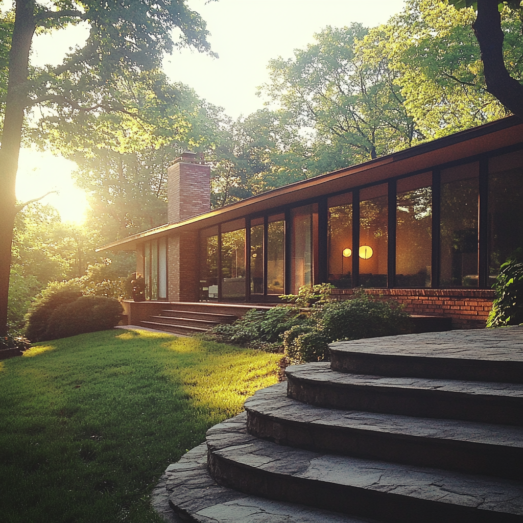 The exterior of a mid-century home | Source: Midjourney