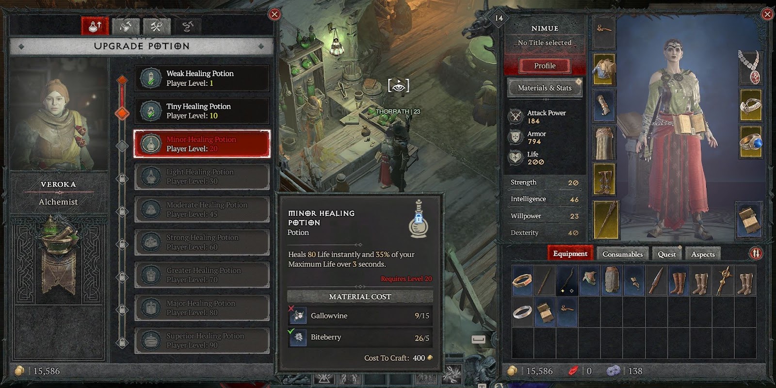 Upgrading potions at the Alchemist in Diablo 4