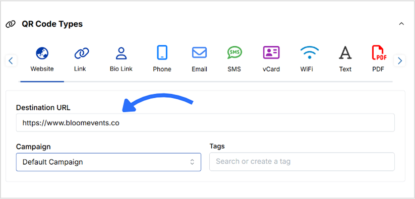 add website URL