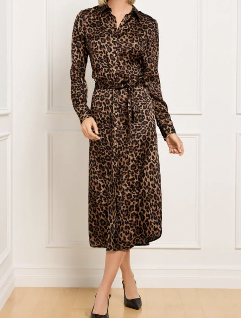 Tie Waist Shirtdress - Leopard