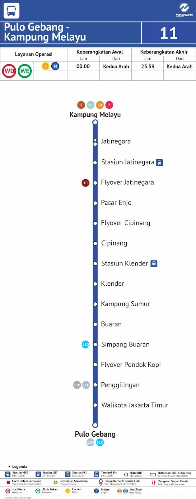 Routes for Transjakarta Corridors 11 and 12. Source:&nbsp;transjakarta.co.id/peta-rute