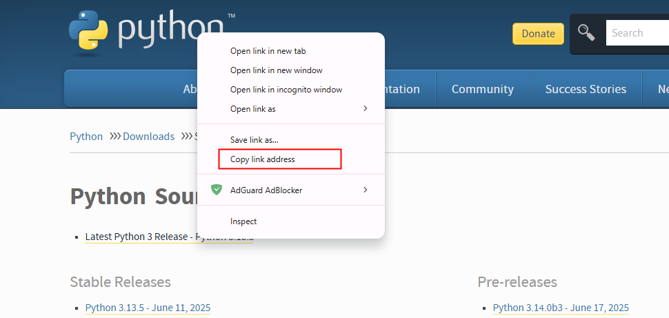 copy installation link