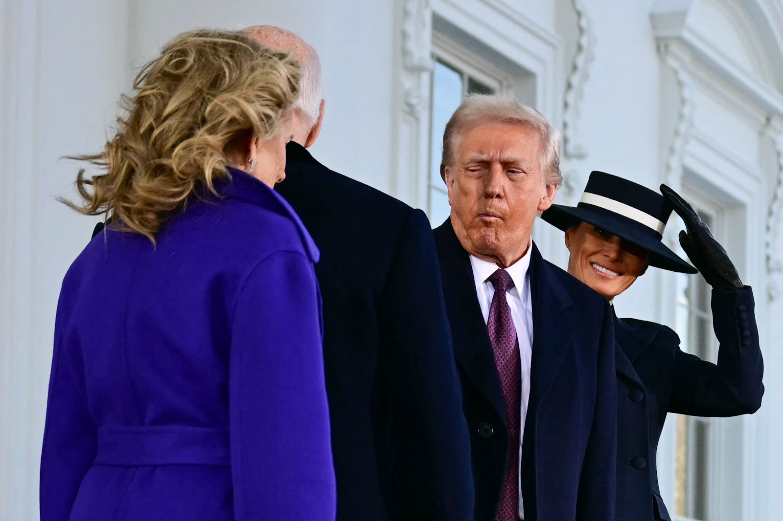 Former First Lady and Doctor Jill Biden and former US President Joe Biden greeting Donald and Melania Trump at the White House. | Source: Getty Images