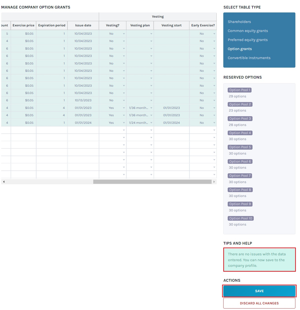data validation message